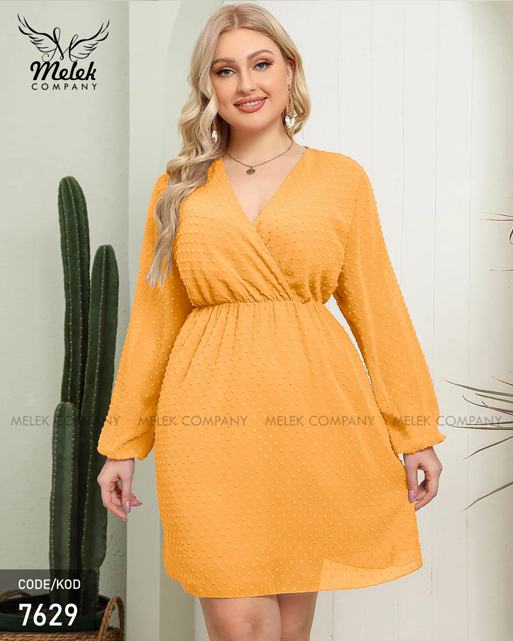 پیراهن مجلسی یقه ضربدری کمر کشی سایز بزرگ