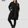 پیراهن مانتویی اسپورت یقه ملوانی آستین بلند دوجیب سایز بزرگ
