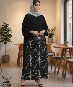 ست دوتکه سارافون و مانتو پانچ دنباله دار مجلسی سایز بزرگ