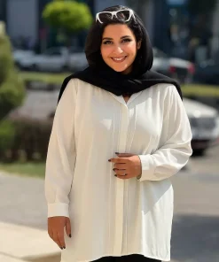 شومیز مانتویی سایزبزرگ غزل - بادمجونی