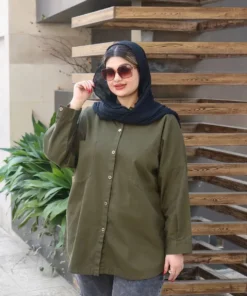 مانتو کتان سایز بزرگ ژینا - مشکی