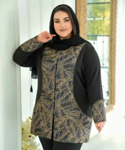 مانتو کتی سایزبزرگ برگ - طوسی