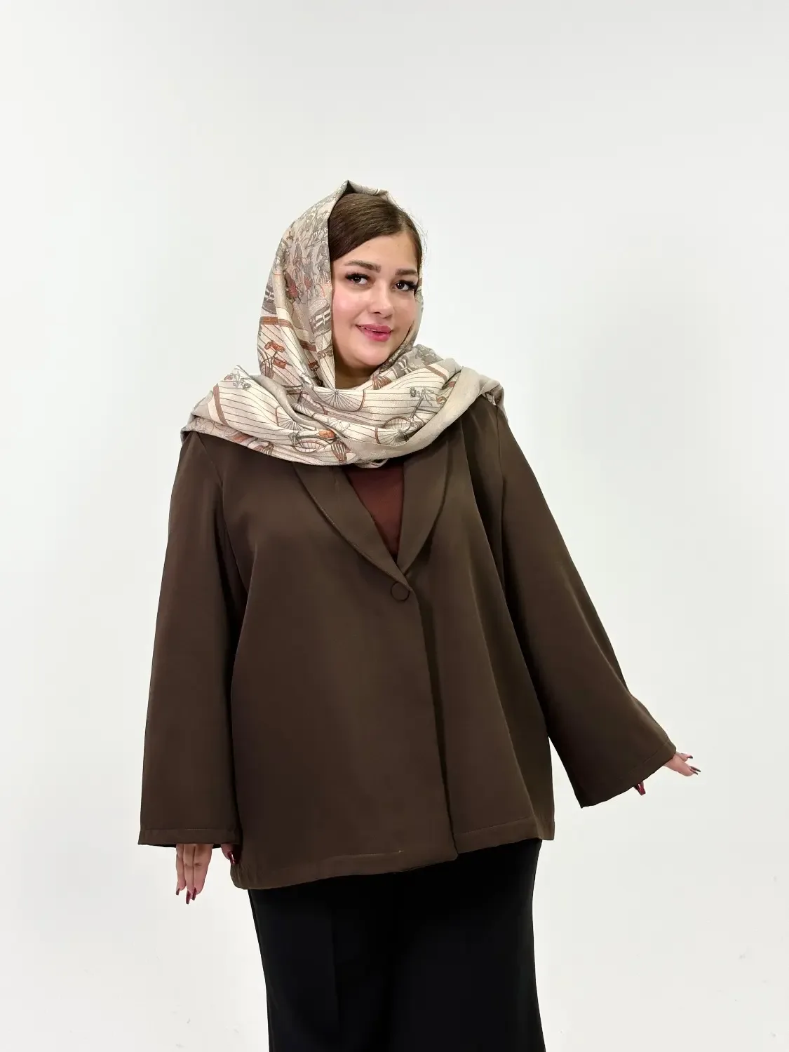 مانتو کتی سایزبزرگ زیبا - قهوه ای